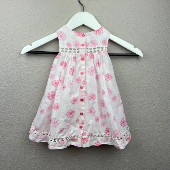 Savannah Baby Sleeveless Dandelion Dress in White and Pink Sz 12M - Picture 2 of 5